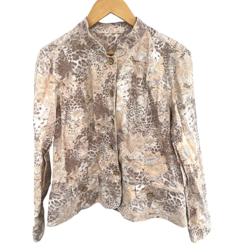 Christopher & Banks Linen Blend Cheetah Floral Jacket| Blazer